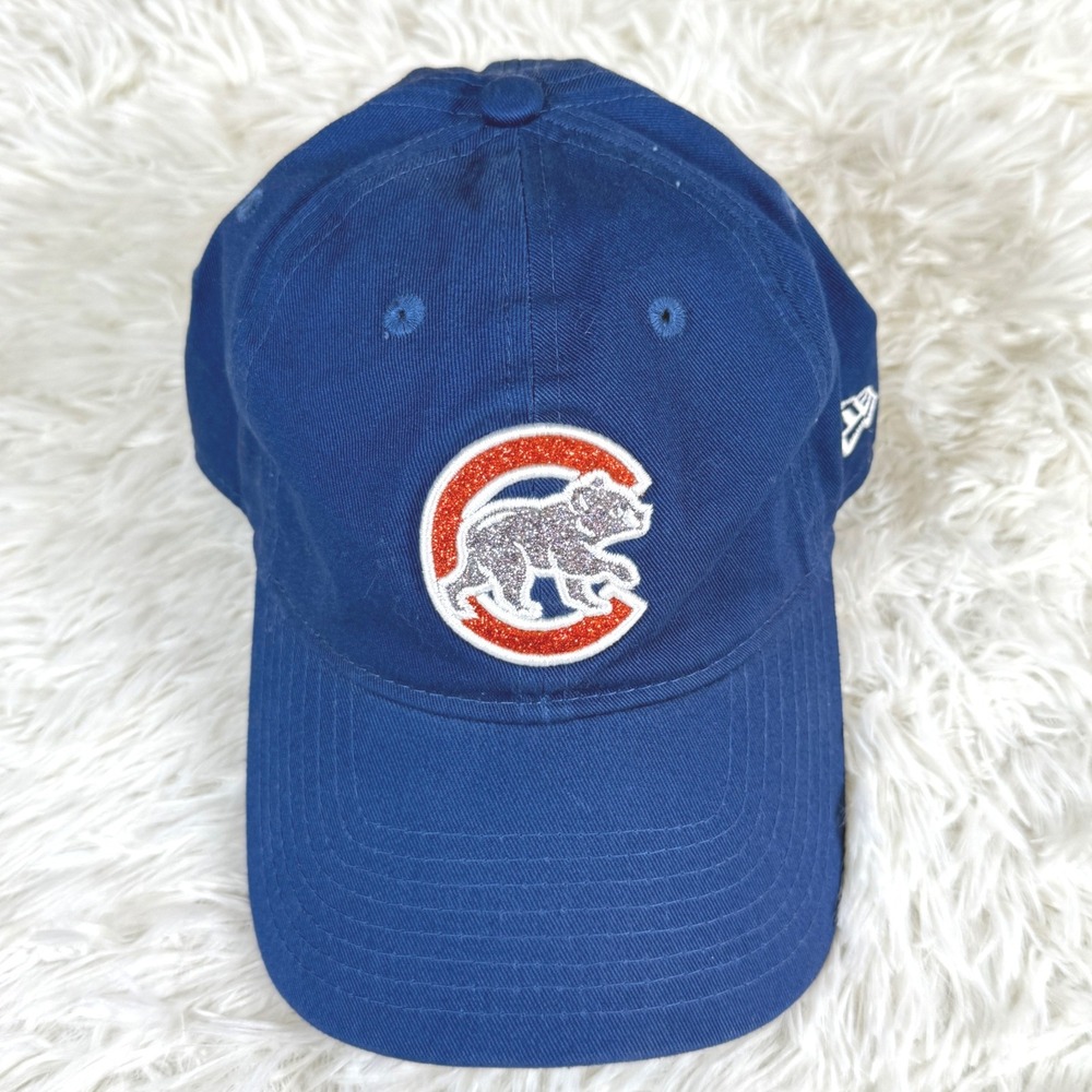 New Era 9TWENTY Chicago Cubs Womens Adjustable Blue Glitter Logo Baseball Hat